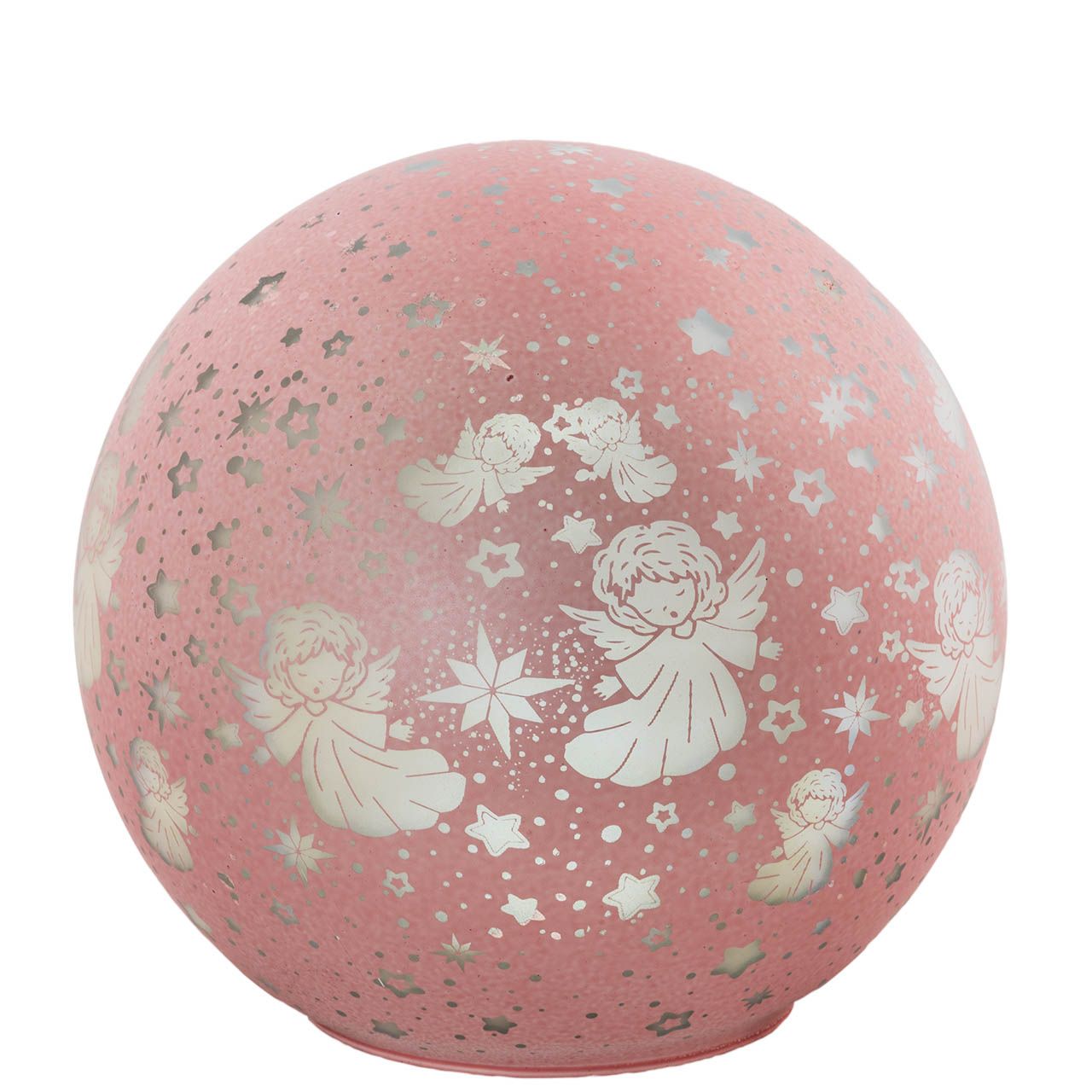 LAMPADA SFERA D. 15 GIREVOLE CON TELEC. DECORO ANGIOLETTI ROSA